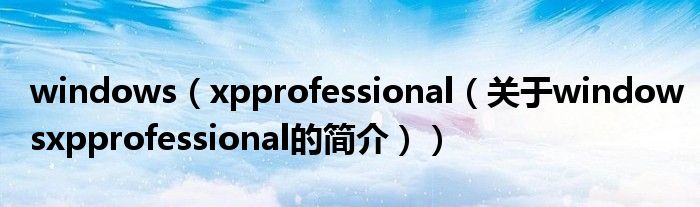 windows（xpprofessional（關于windowsxpprofessional的簡介））