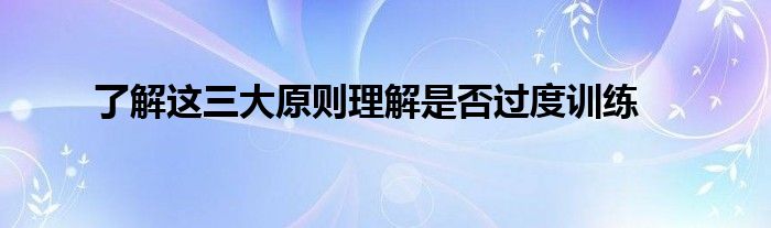 了解這三大原則理解是否過(guò)度訓(xùn)練