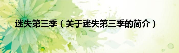 迷失第三季（關(guān)于迷失第三季的簡(jiǎn)介）