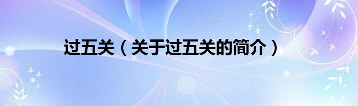 過(guò)五關(guān)（關(guān)于過(guò)五關(guān)的簡(jiǎn)介）