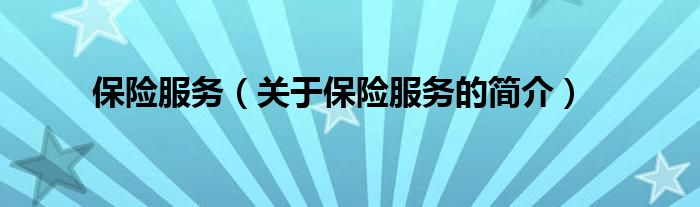 保險(xiǎn)服務(wù)（關(guān)于保險(xiǎn)服務(wù)的簡(jiǎn)介）