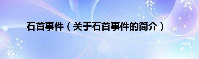 石首事件（關(guān)于石首事件的簡介）