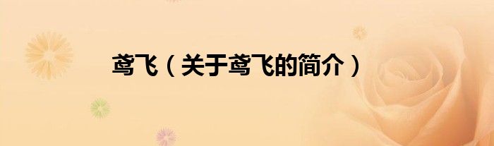 鳶飛（關(guān)于鳶飛的簡(jiǎn)介）