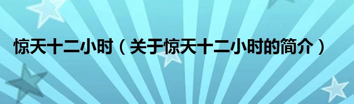 驚天十二小時（關(guān)于驚天十二小時的簡介）