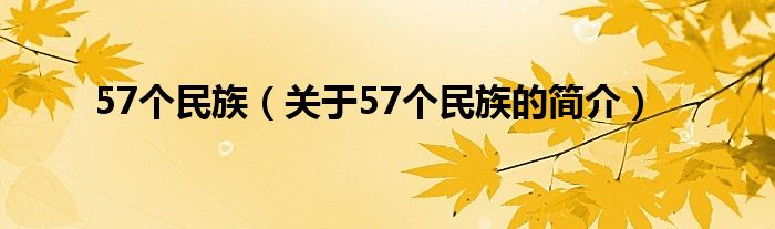 57個民族（關(guān)于57個民族的簡介）