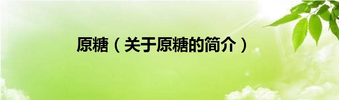 原糖（關(guān)于原糖的簡(jiǎn)介）