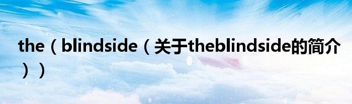 the（blindside（關于theblindside的簡介））