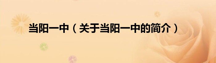 當(dāng)陽一中（關(guān)于當(dāng)陽一中的簡介）