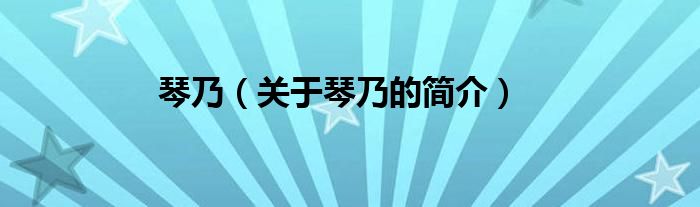 琴乃（關于琴乃的簡介）