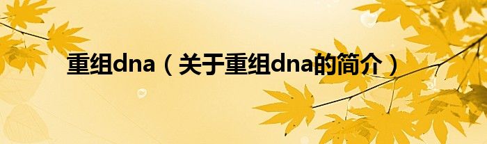 重組dna（關(guān)于重組dna的簡介）