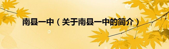 南縣一中（關(guān)于南縣一中的簡介）