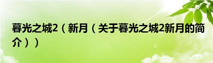 暮光之城2（新月（關(guān)于暮光之城2新月的簡(jiǎn)介））