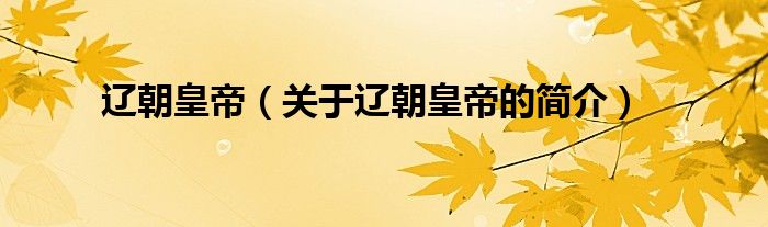 遼朝皇帝（關(guān)于遼朝皇帝的簡(jiǎn)介）