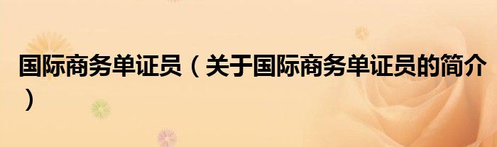 國際商務(wù)單證員（關(guān)于國際商務(wù)單證員的簡介）