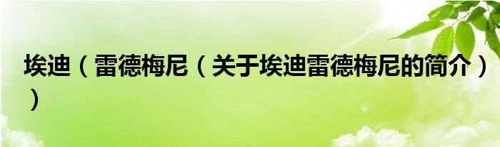 埃迪（雷德梅尼（關(guān)于埃迪雷德梅尼的簡介））