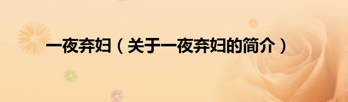 一夜棄婦（關(guān)于一夜棄婦的簡(jiǎn)介）