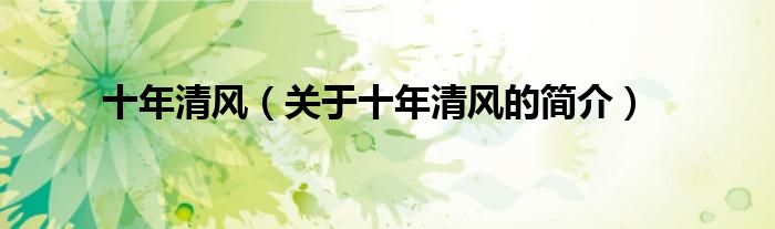 十年清風(fēng)（關(guān)于十年清風(fēng)的簡(jiǎn)介）