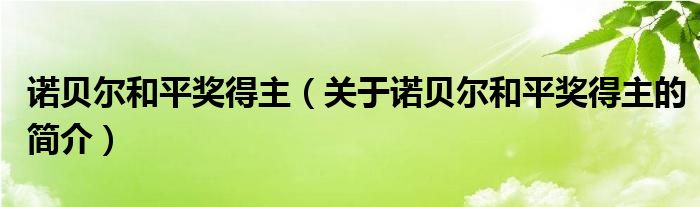 諾貝爾和平獎得主（關于諾貝爾和平獎得主的簡介）