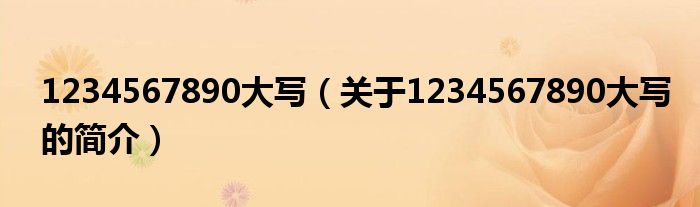 1234567890大寫（關(guān)于1234567890大寫的簡(jiǎn)介）