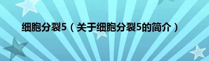 細胞分裂5（關于細胞分裂5的簡介）