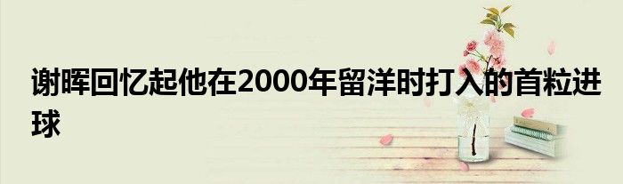 謝暉回憶起他在2000年留洋時(shí)打入的首粒進(jìn)球