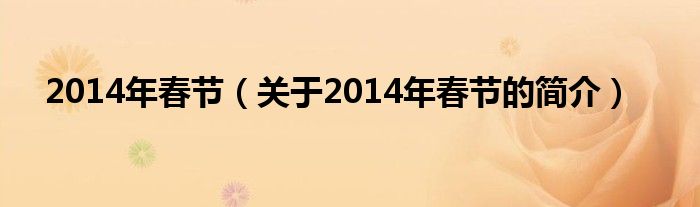 2014年春節(jié)（關于2014年春節(jié)的簡介）