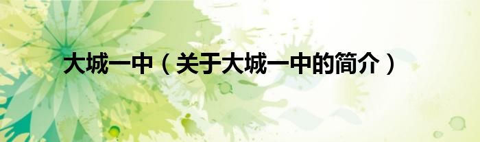 大城一中（關(guān)于大城一中的簡(jiǎn)介）