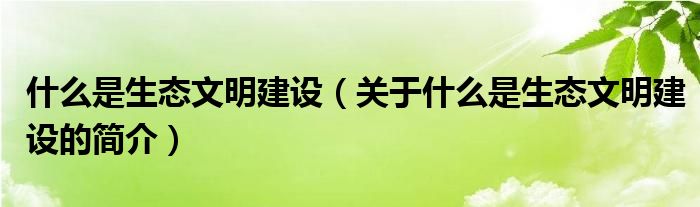 什么是生態(tài)文明建設(shè)（關(guān)于什么是生態(tài)文明建設(shè)的簡(jiǎn)介）