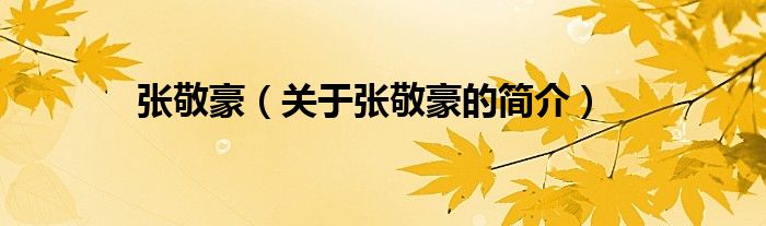 張敬豪（關(guān)于張敬豪的簡(jiǎn)介）