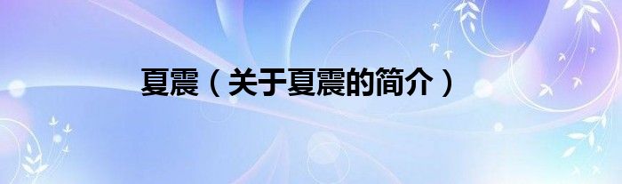 夏震（關(guān)于夏震的簡(jiǎn)介）