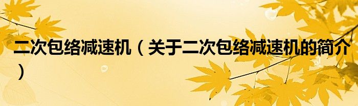 二次包絡(luò)減速機（關(guān)于二次包絡(luò)減速機的簡介）