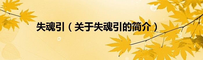 失魂引（關(guān)于失魂引的簡(jiǎn)介）