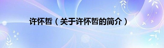 許懷哲（關(guān)于許懷哲的簡(jiǎn)介）