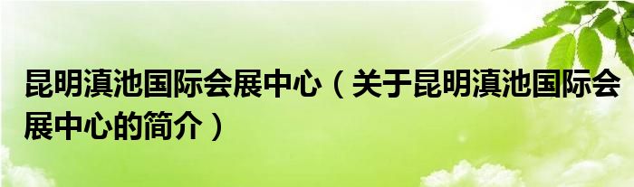 昆明滇池國際會(huì)展中心（關(guān)于昆明滇池國際會(huì)展中心的簡介）