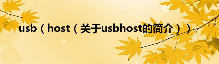 usb（host（關(guān)于usbhost的簡(jiǎn)介））