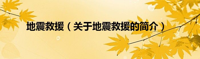 地震救援（關(guān)于地震救援的簡介）