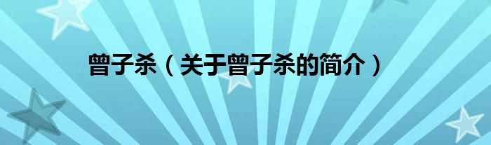 曾子殺（關(guān)于曾子殺的簡(jiǎn)介）