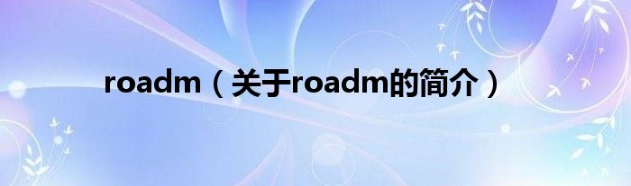 roadm（關(guān)于roadm的簡(jiǎn)介）