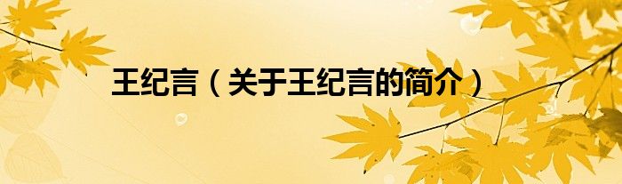 王紀(jì)言（關(guān)于王紀(jì)言的簡(jiǎn)介）