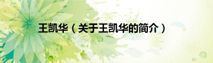 王凱華（關(guān)于王凱華的簡(jiǎn)介）