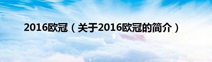 2016歐冠（關(guān)于2016歐冠的簡介）