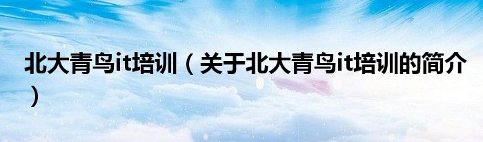 北大青鳥(niǎo)it培訓(xùn)（關(guān)于北大青鳥(niǎo)it培訓(xùn)的簡(jiǎn)介）