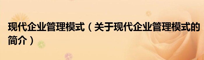 現(xiàn)代企業(yè)管理模式（關(guān)于現(xiàn)代企業(yè)管理模式的簡介）