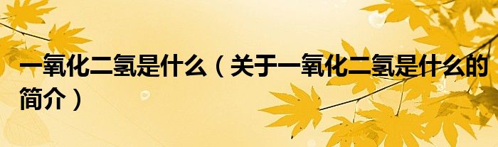 一氧化二氫是什么（關(guān)于一氧化二氫是什么的簡(jiǎn)介）