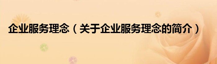 企業(yè)服務(wù)理念（關(guān)于企業(yè)服務(wù)理念的簡(jiǎn)介）