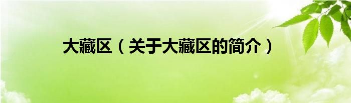 大藏區(qū)（關(guān)于大藏區(qū)的簡(jiǎn)介）