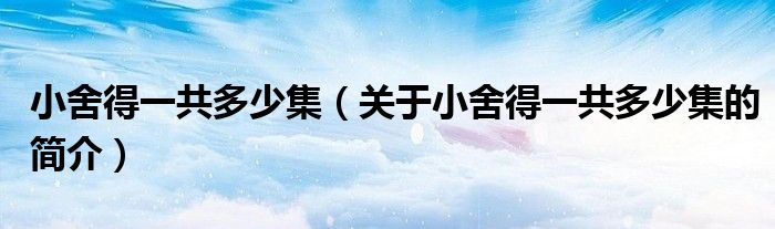 小舍得一共多少集（關(guān)于小舍得一共多少集的簡(jiǎn)介）