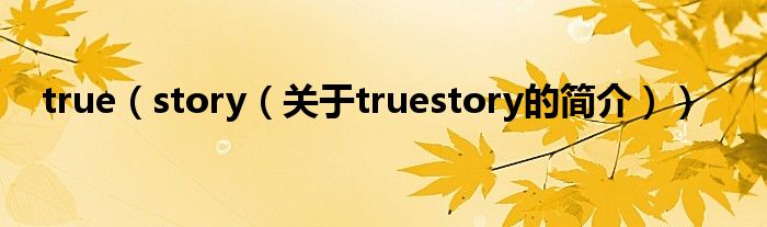 true（story（關(guān)于truestory的簡介））