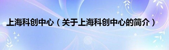 上?？苿?chuàng)中心（關(guān)于上?？苿?chuàng)中心的簡介）