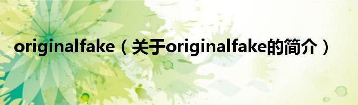 originalfake（關(guān)于originalfake的簡介）